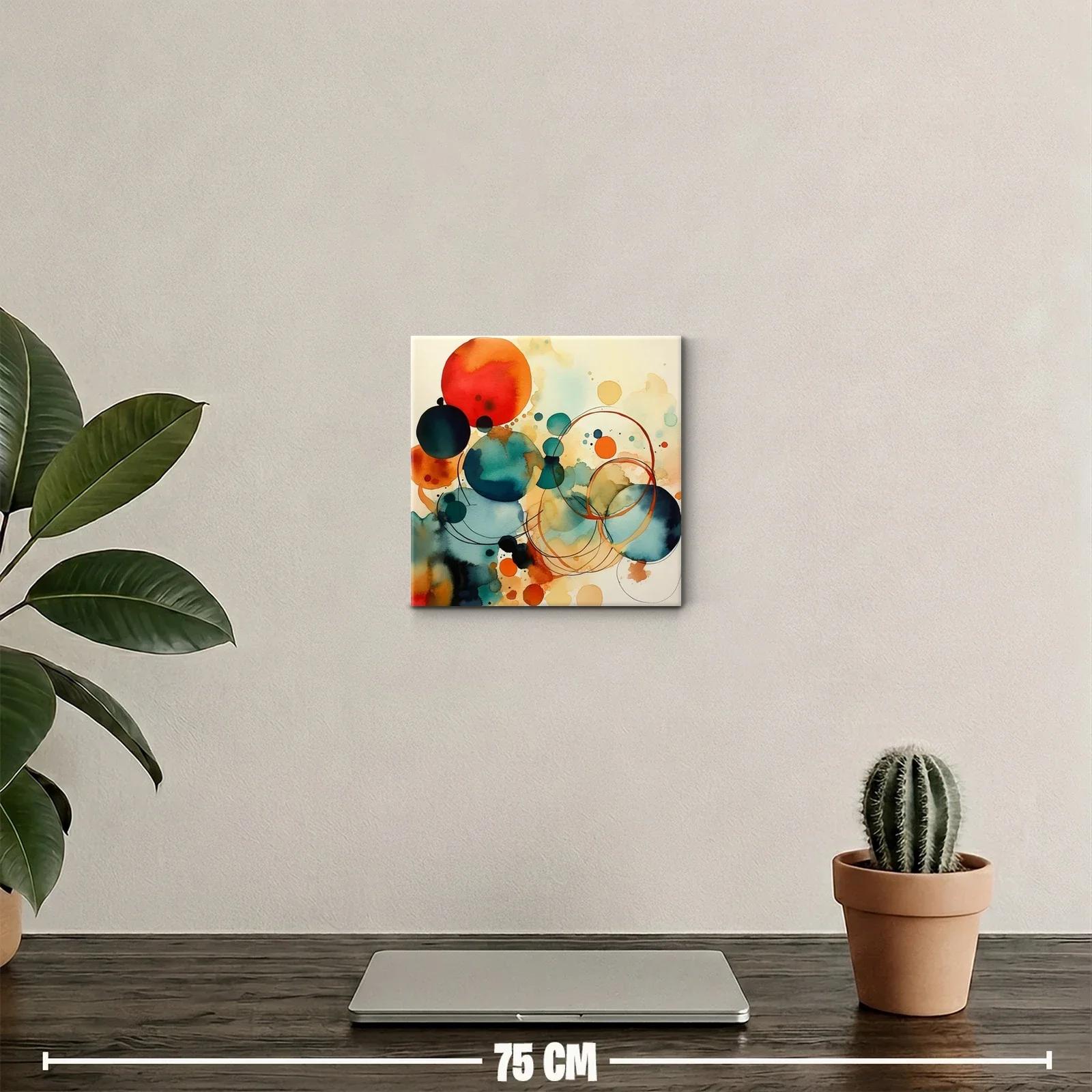 Composición abstracta con círculos en tonos cálidos y fríos — miniatura 2