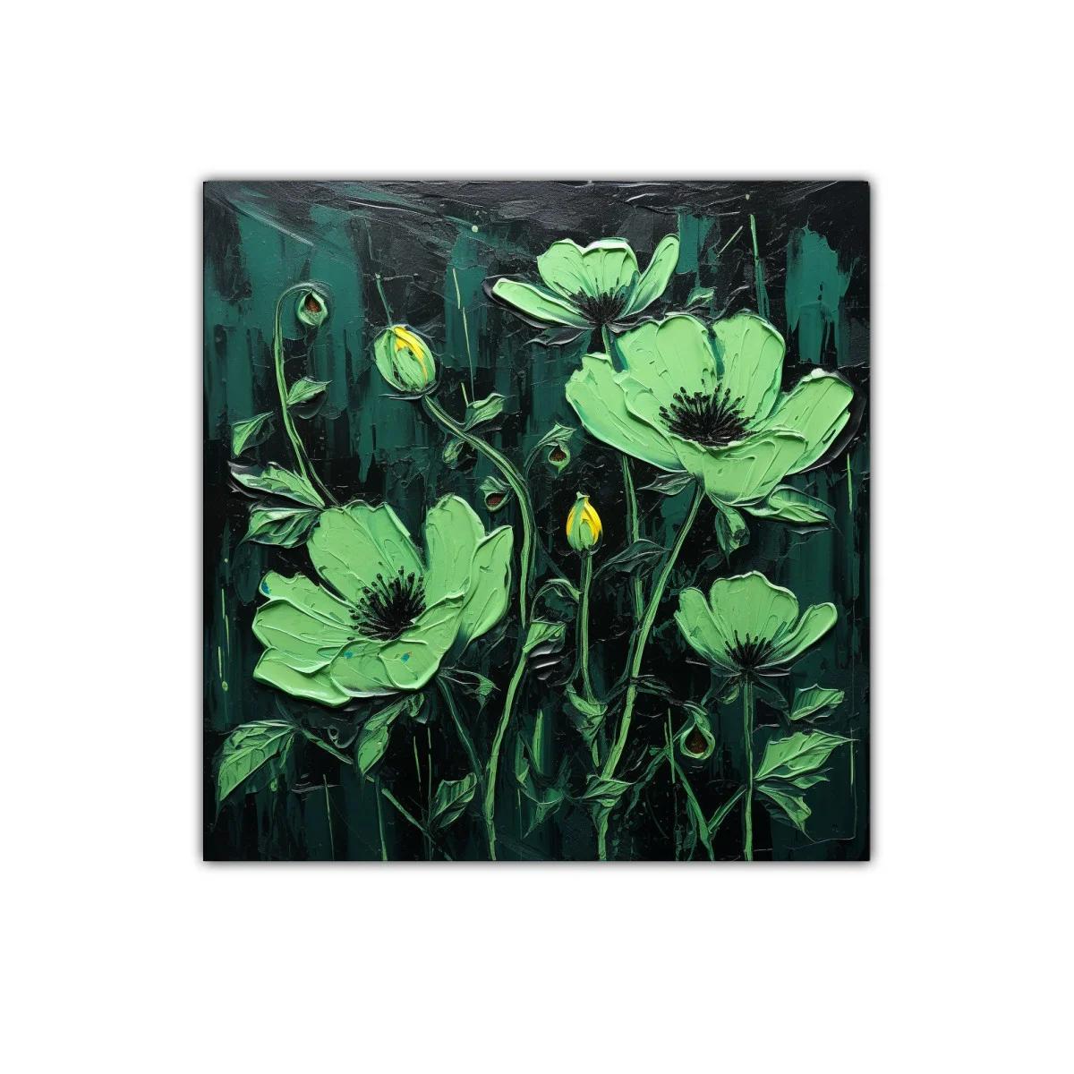 Flores verdes vibrantes sobre fondo oscuro para decoración — imagen principal