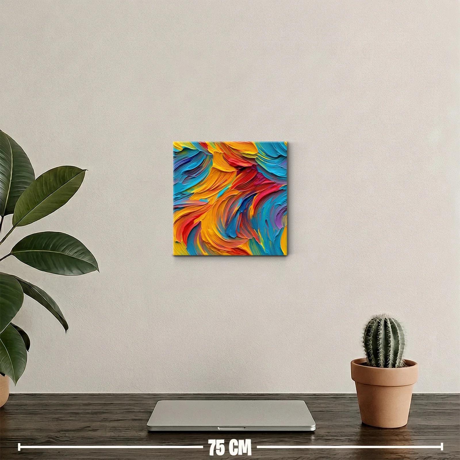 Cuadro abstracto vibrante en colores cálidos y fríos — miniatura 2