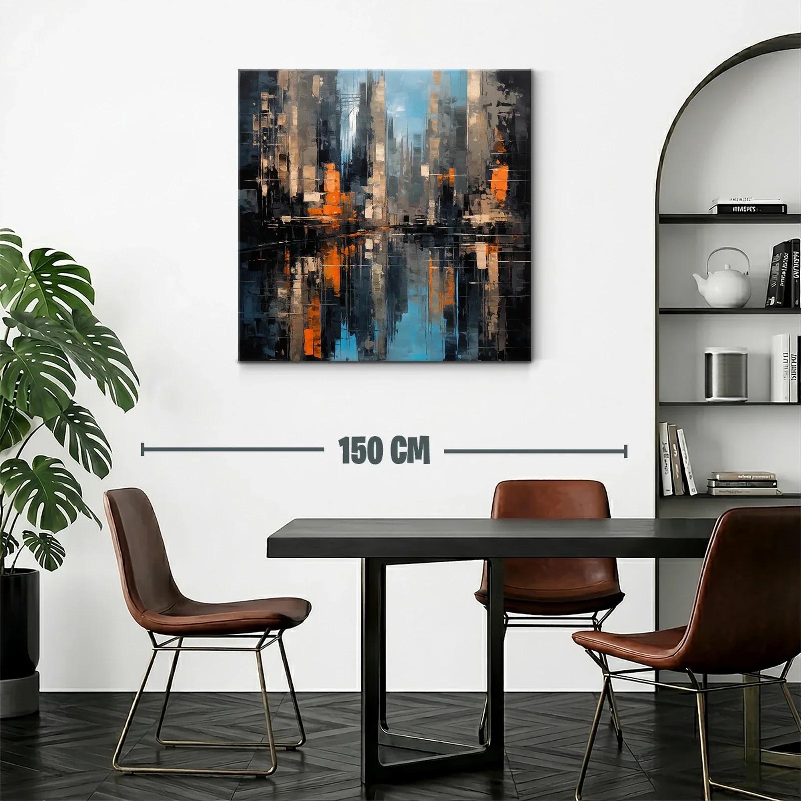 Cuadro abstracto de ciudad con reflejos vibrantes — miniatura 2