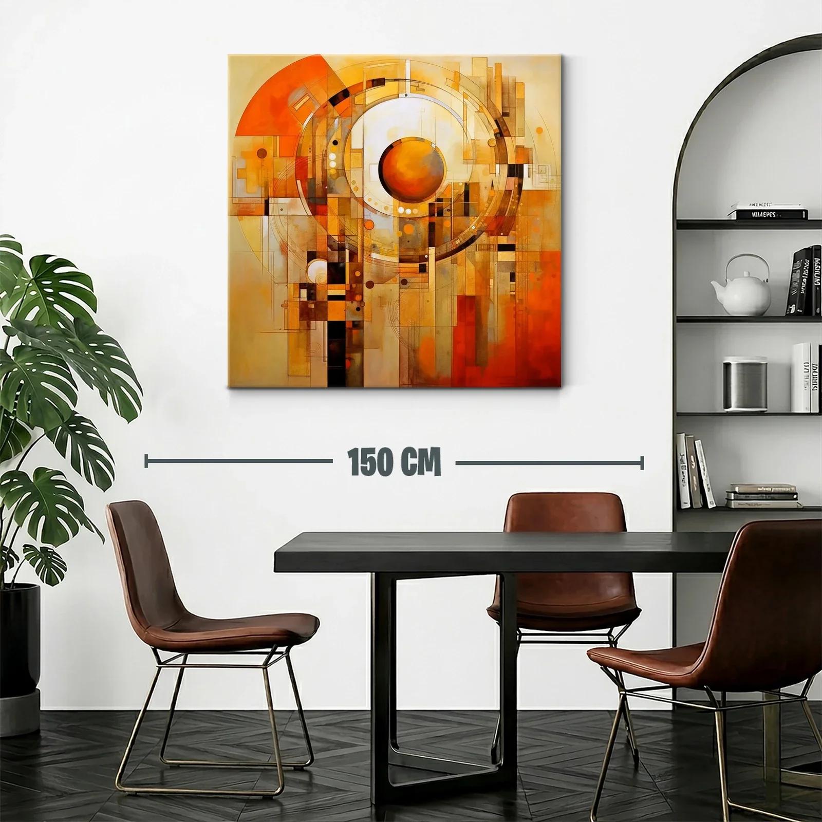 Cuadro abstracto con tonos cálidos y diseños geométricos — miniatura 2