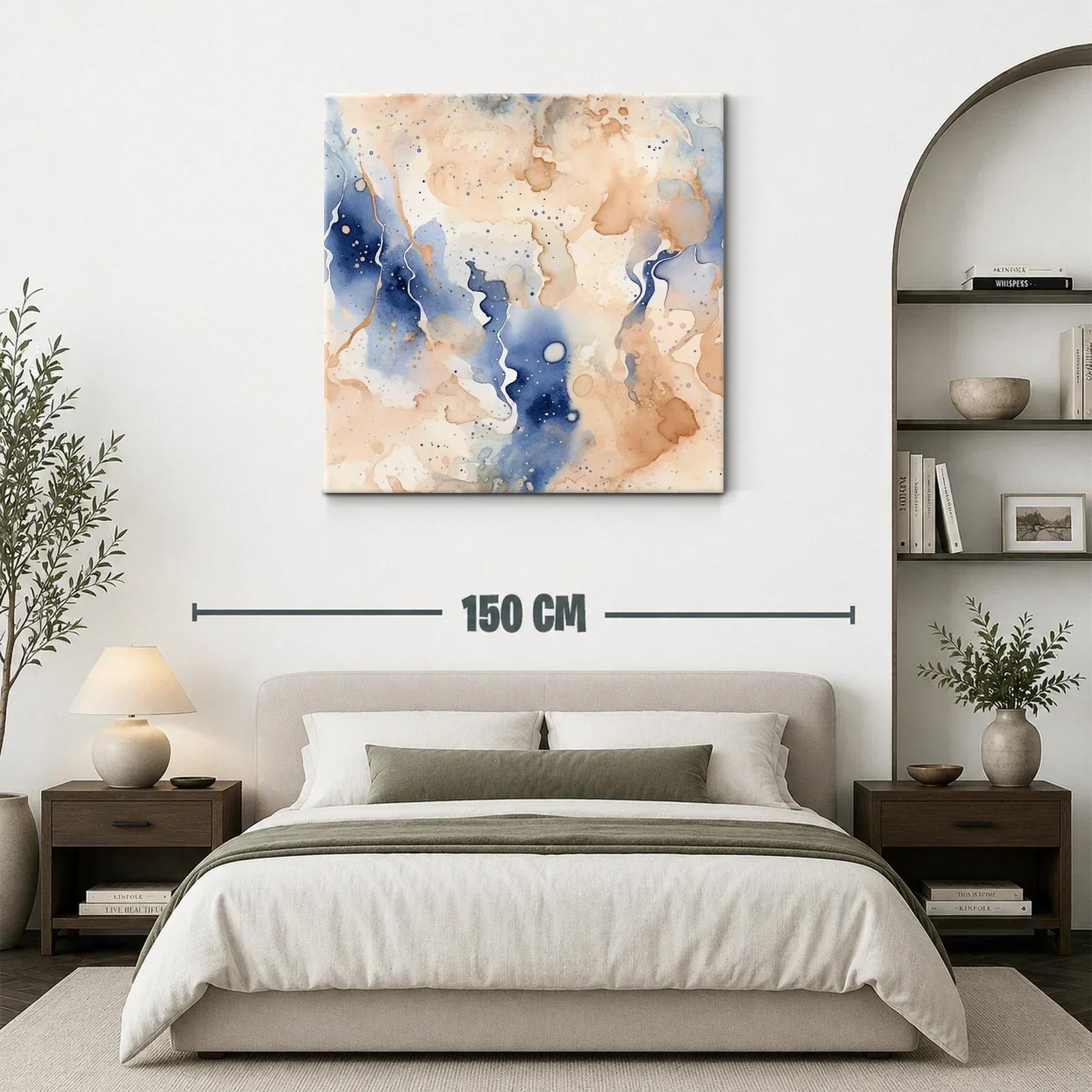 Cuadro abstracto en tonos azules y beige para ambientes modernos — miniatura 3