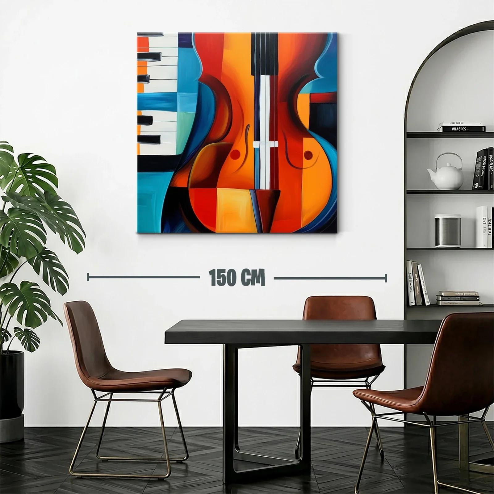 Arte vibrante con guitarra y piano en tonos cálidos y fríos — miniatura 2