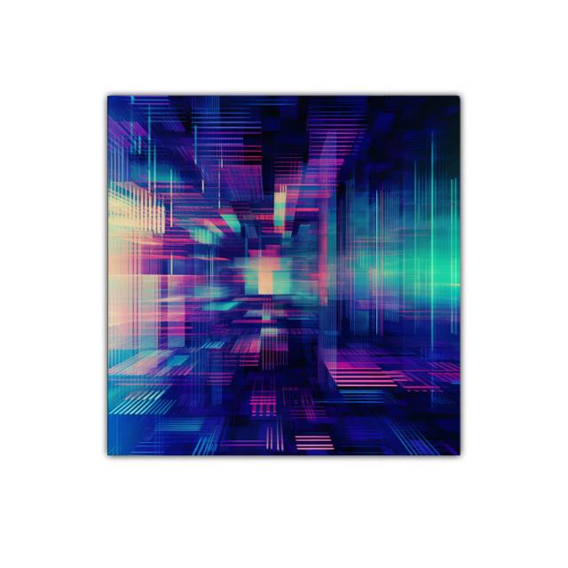 Composición abstracta de líneas y luces en tonos vibrantes