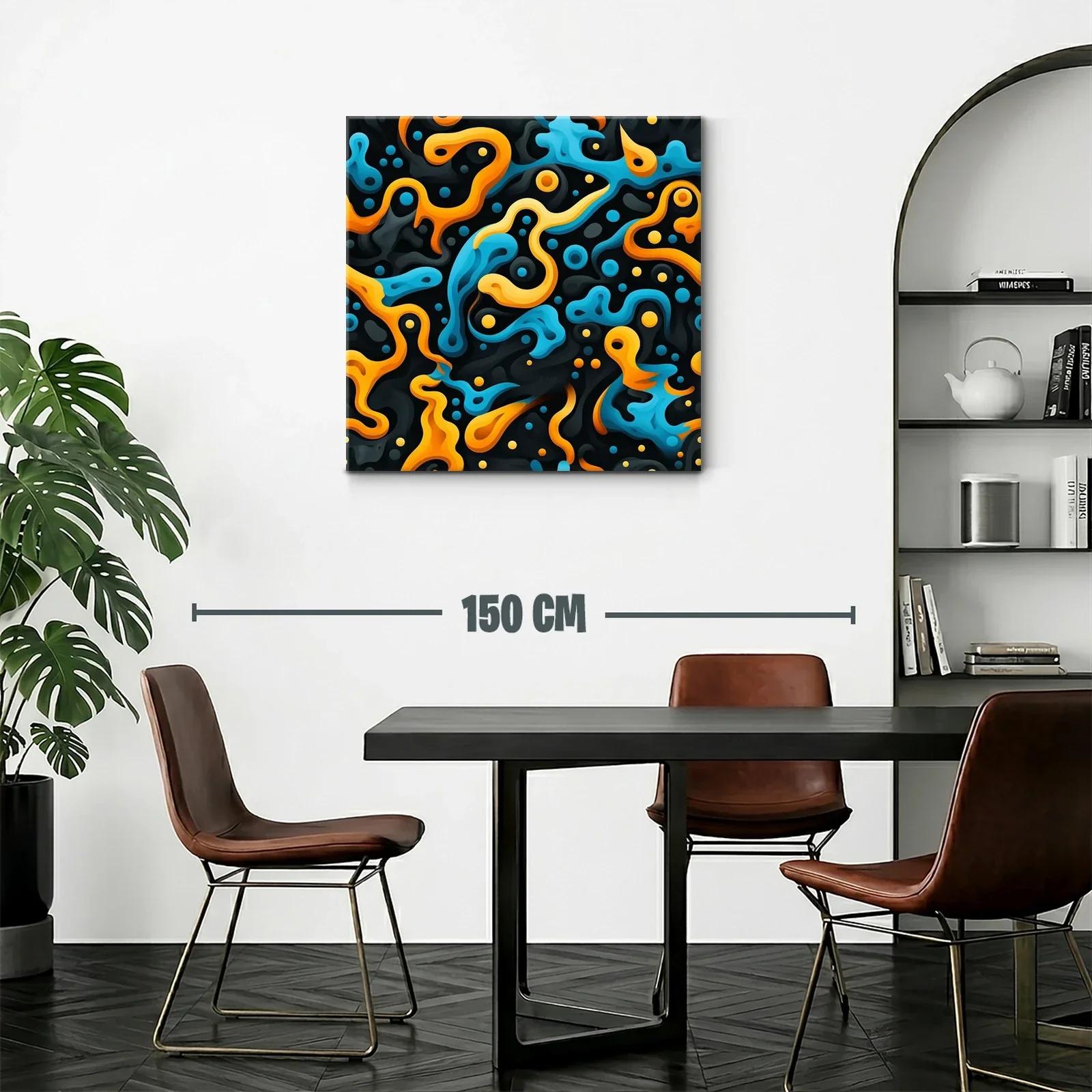 Composición Abstracta en Tonos Naranja y Azul Vibrante — miniatura 2