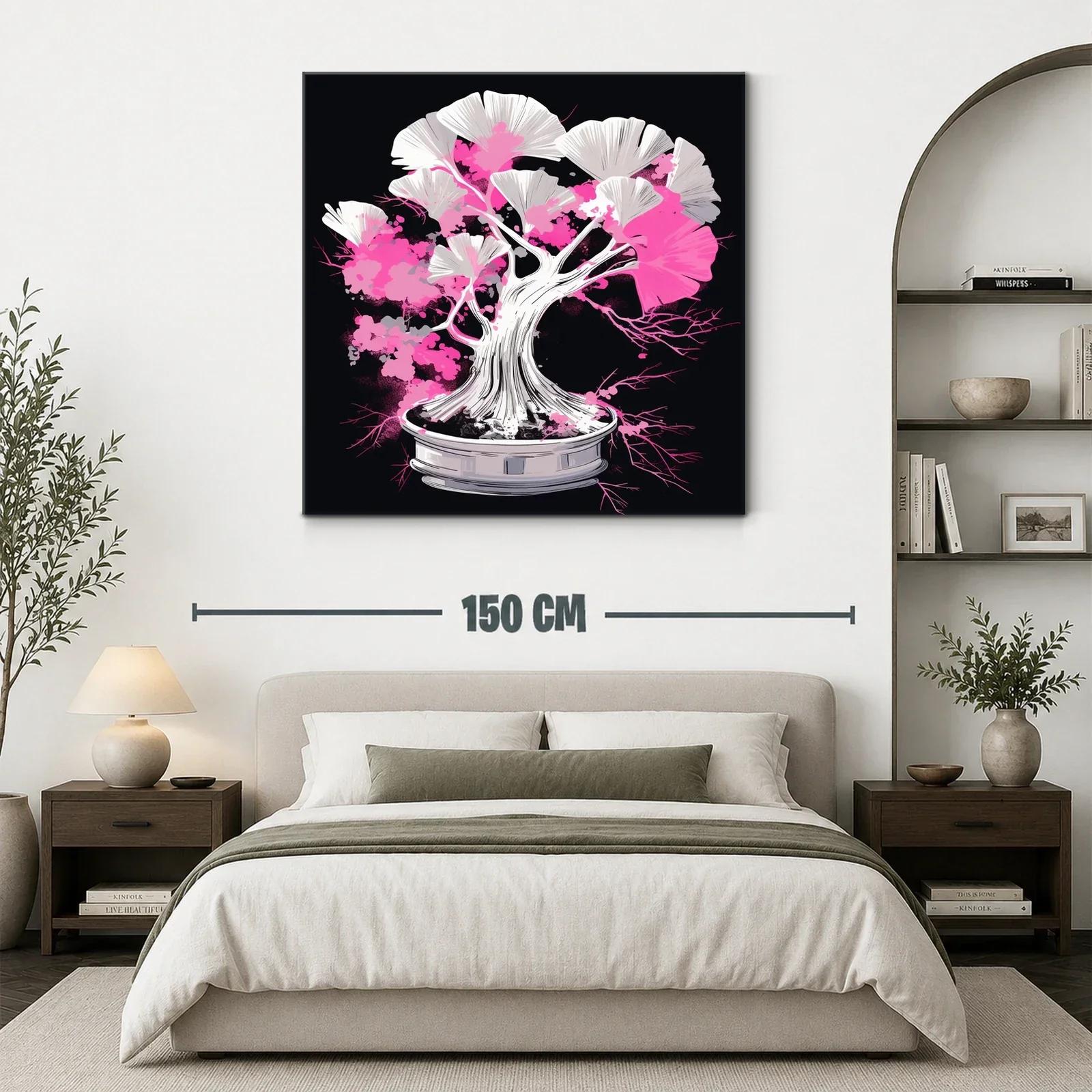 Cuadro Árbol Bonsái con Tonos Rosados y Blancos Vibrantes — miniatura 3