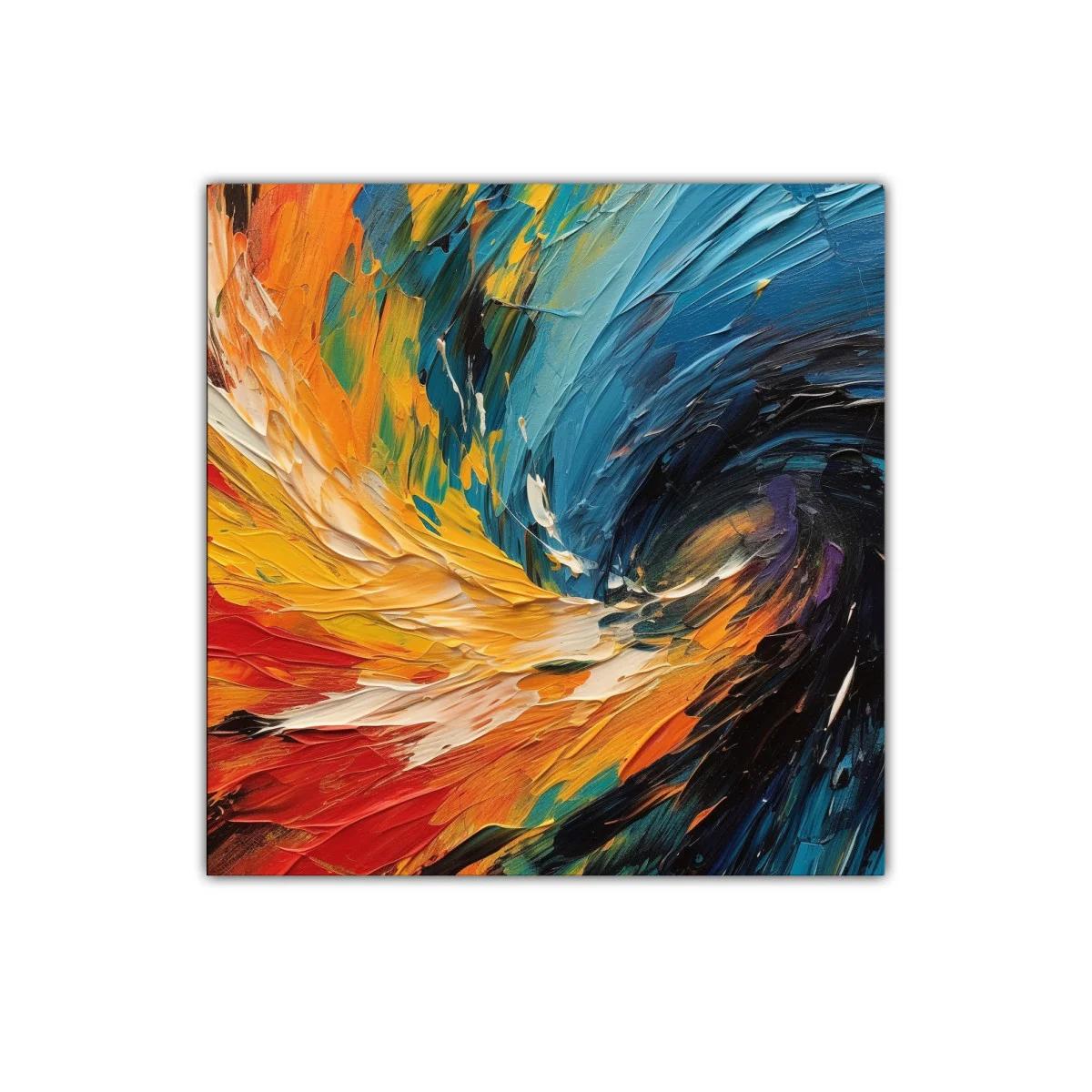Cuadro abstracto con vibrantes pinceladas en colores cálidos