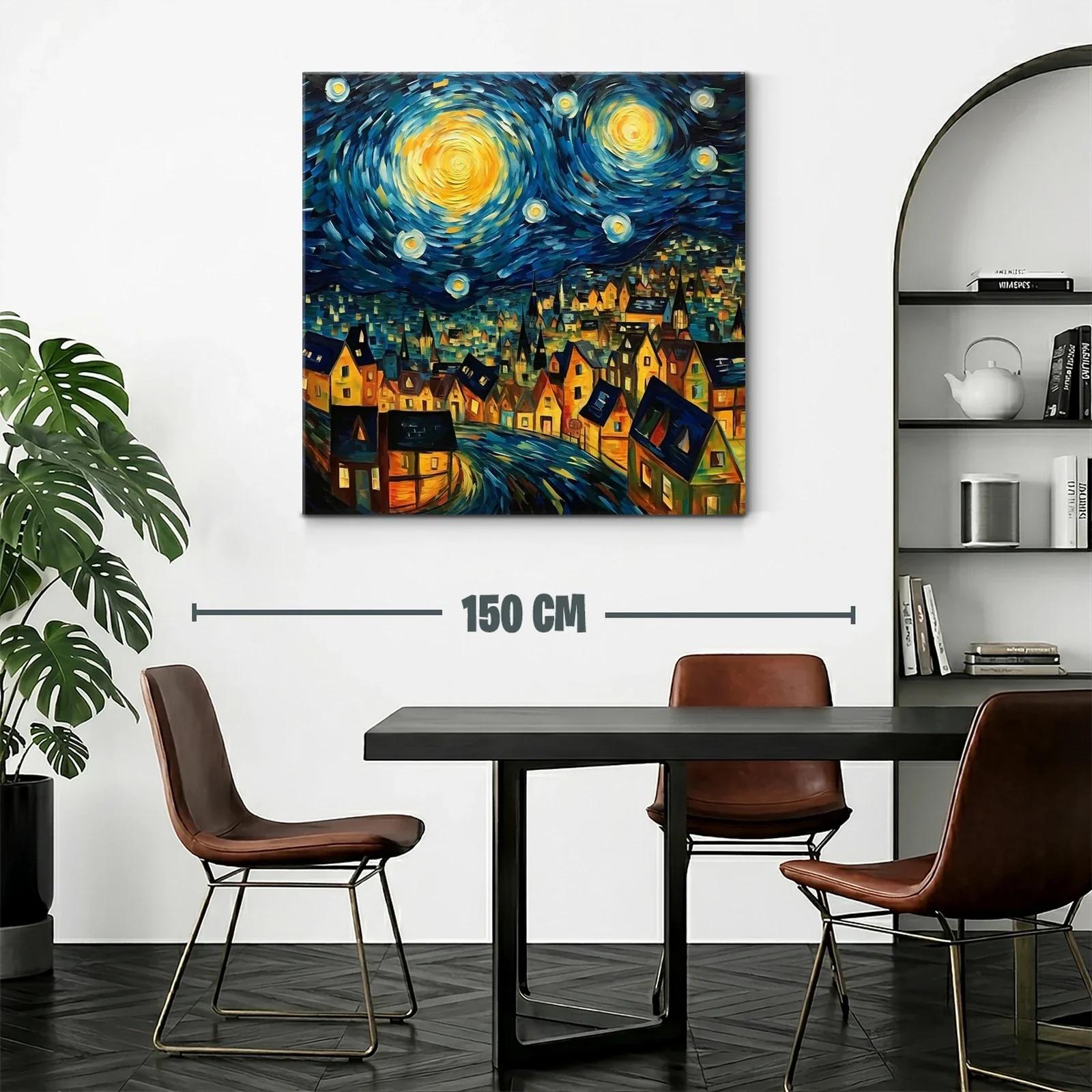 Pueblo nocturno bajo un cielo estrellado vibrante y dinámico — miniatura 2
