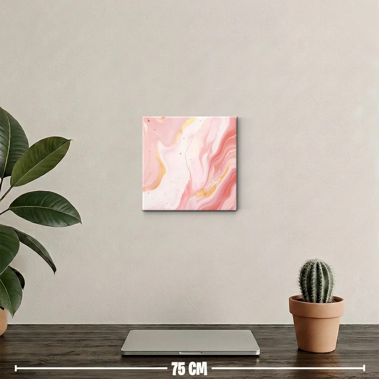 Cuadro decorativo con diseño abstracto en tonos rosa y dorado — miniatura 2