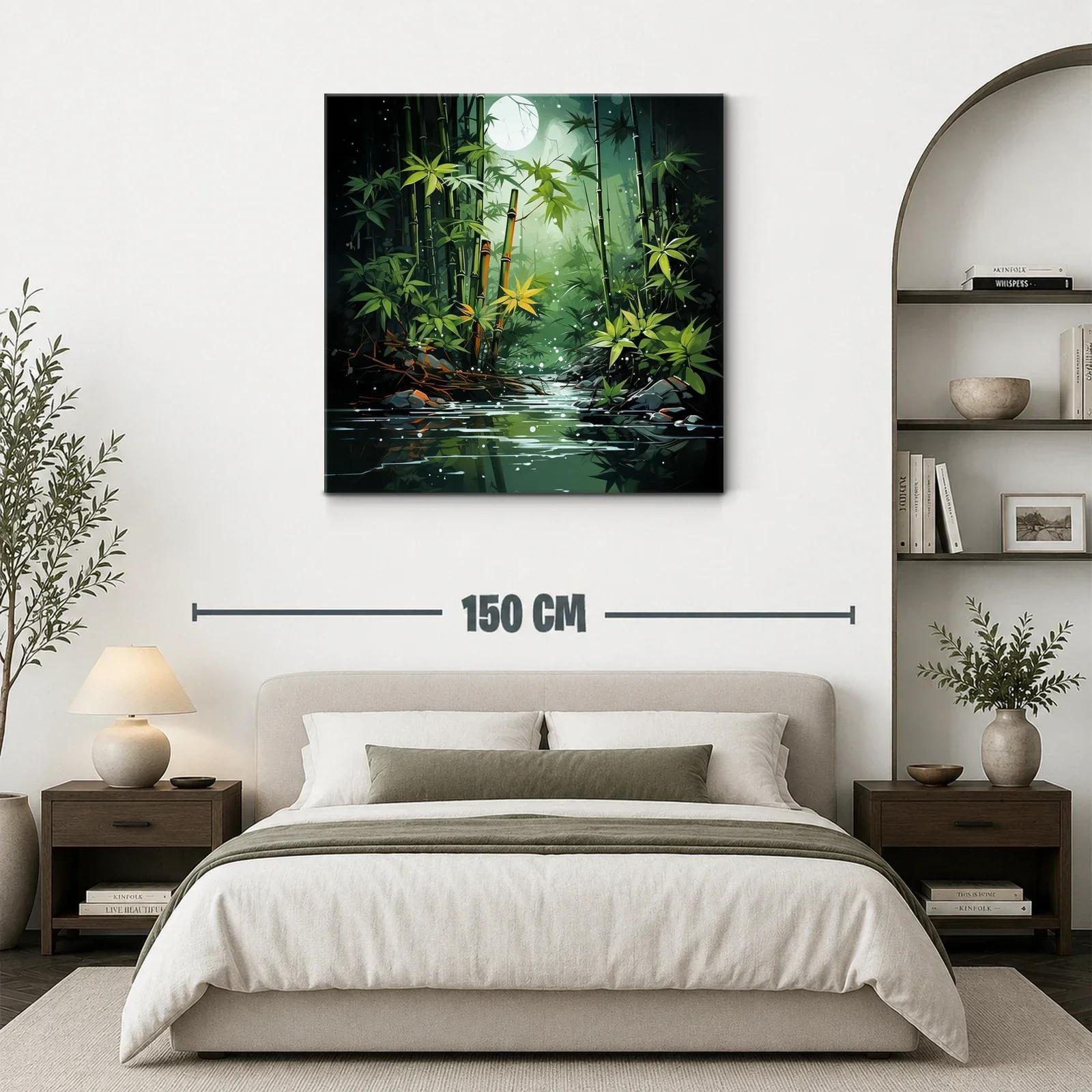 Bosque de bambú bajo la luz de luna llena en calma — miniatura 3