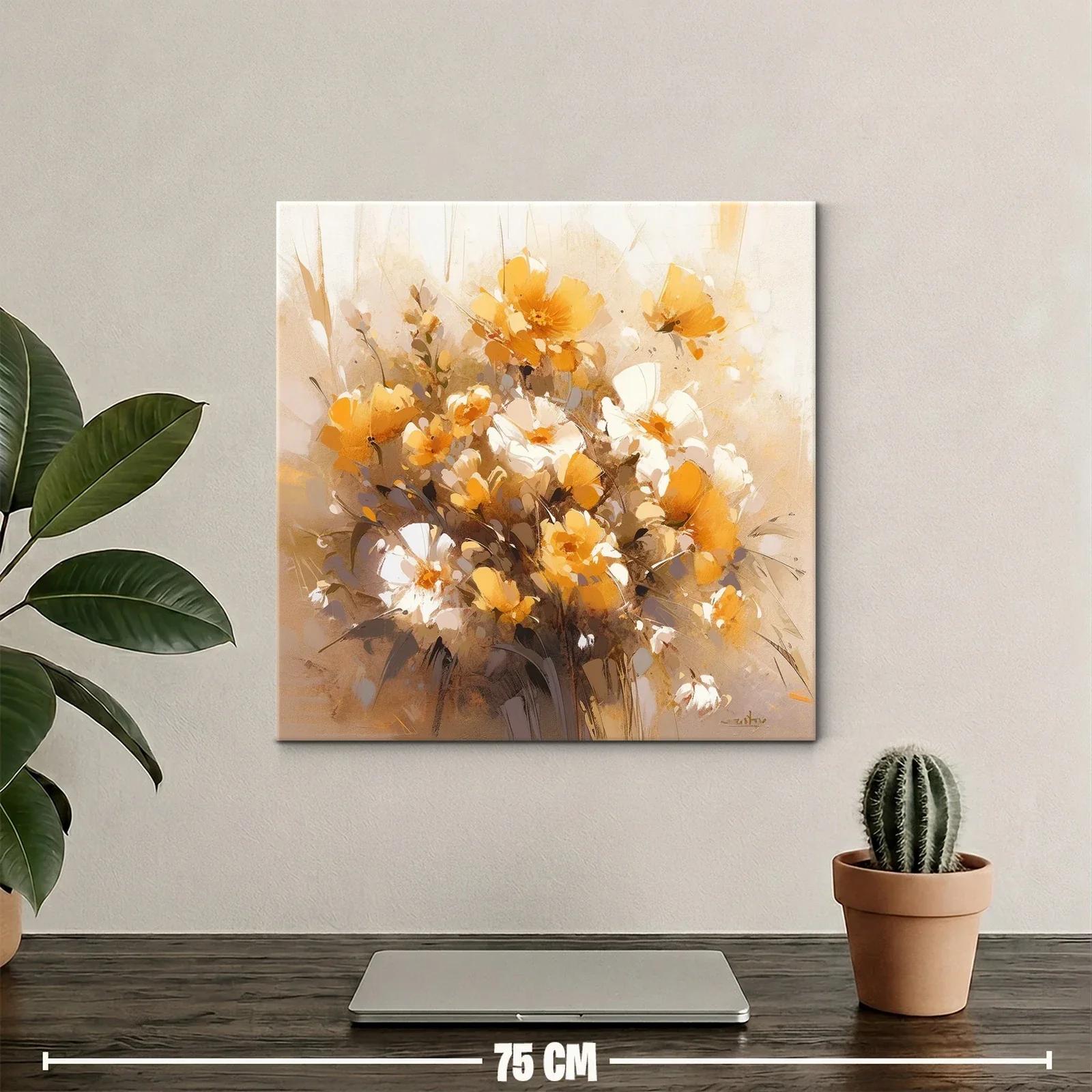 Composición vibrante de flores en tonos cálidos y neutros — miniatura 2