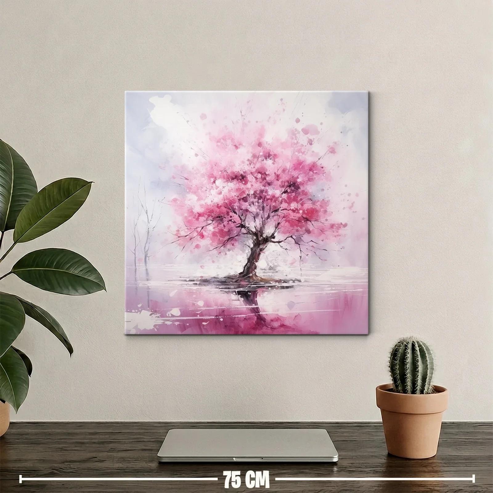 Árbol con vibrante floración en tonos rosas y reflejo — miniatura 2