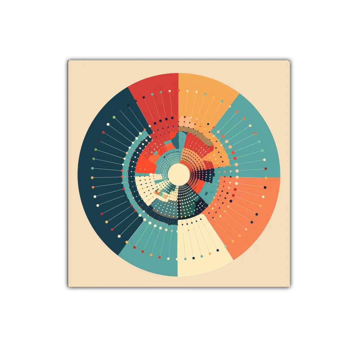 Cuadro decorativo círculo con patrón geométrico colorido — imagen principal