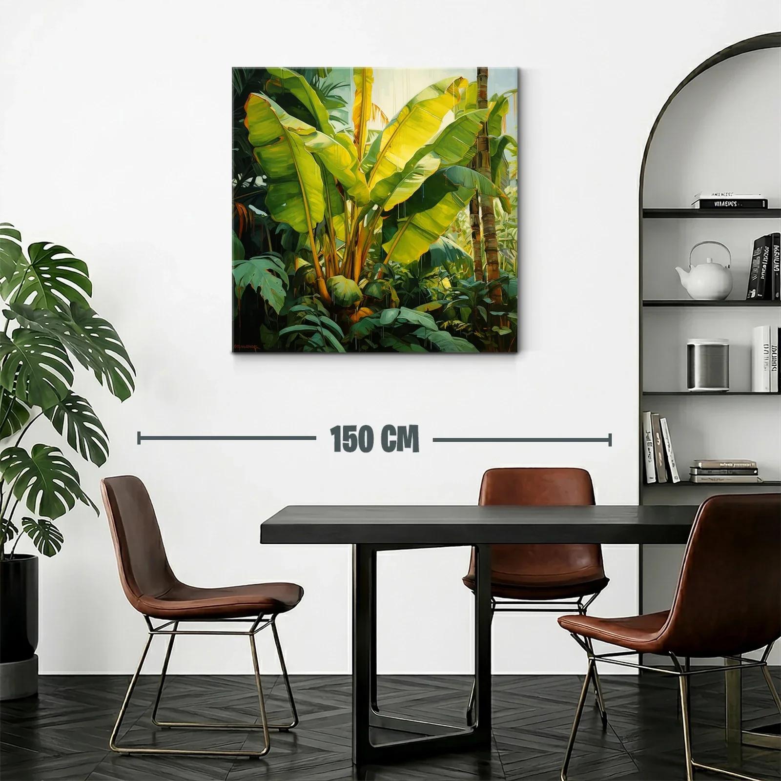 Cuadro tropical con exuberantes hojas verdes iluminadas — miniatura 2
