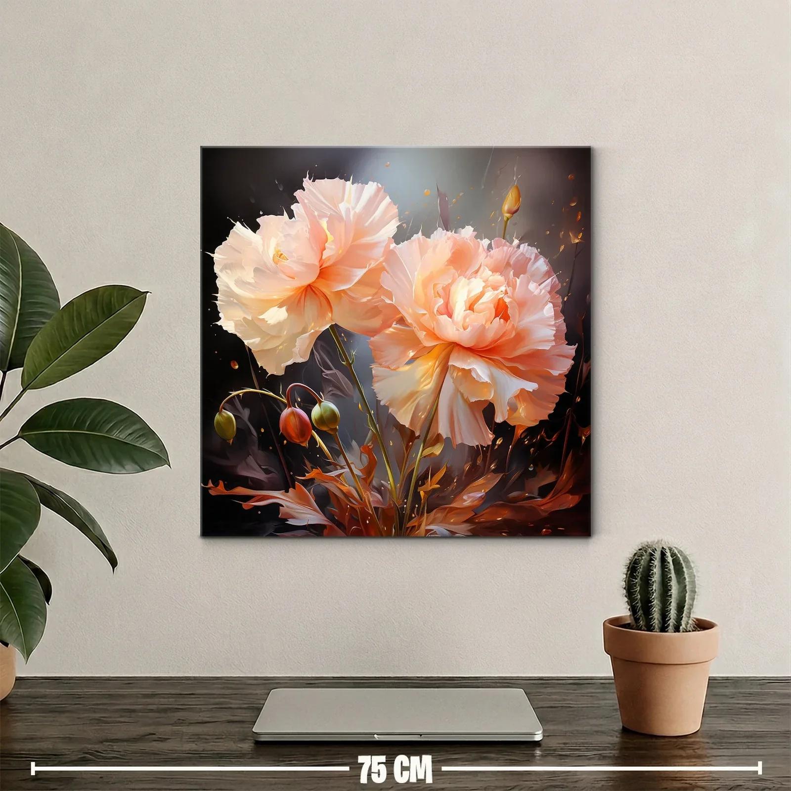 Cuadro floral con peonías delicadas y tonos cálidos — miniatura 2