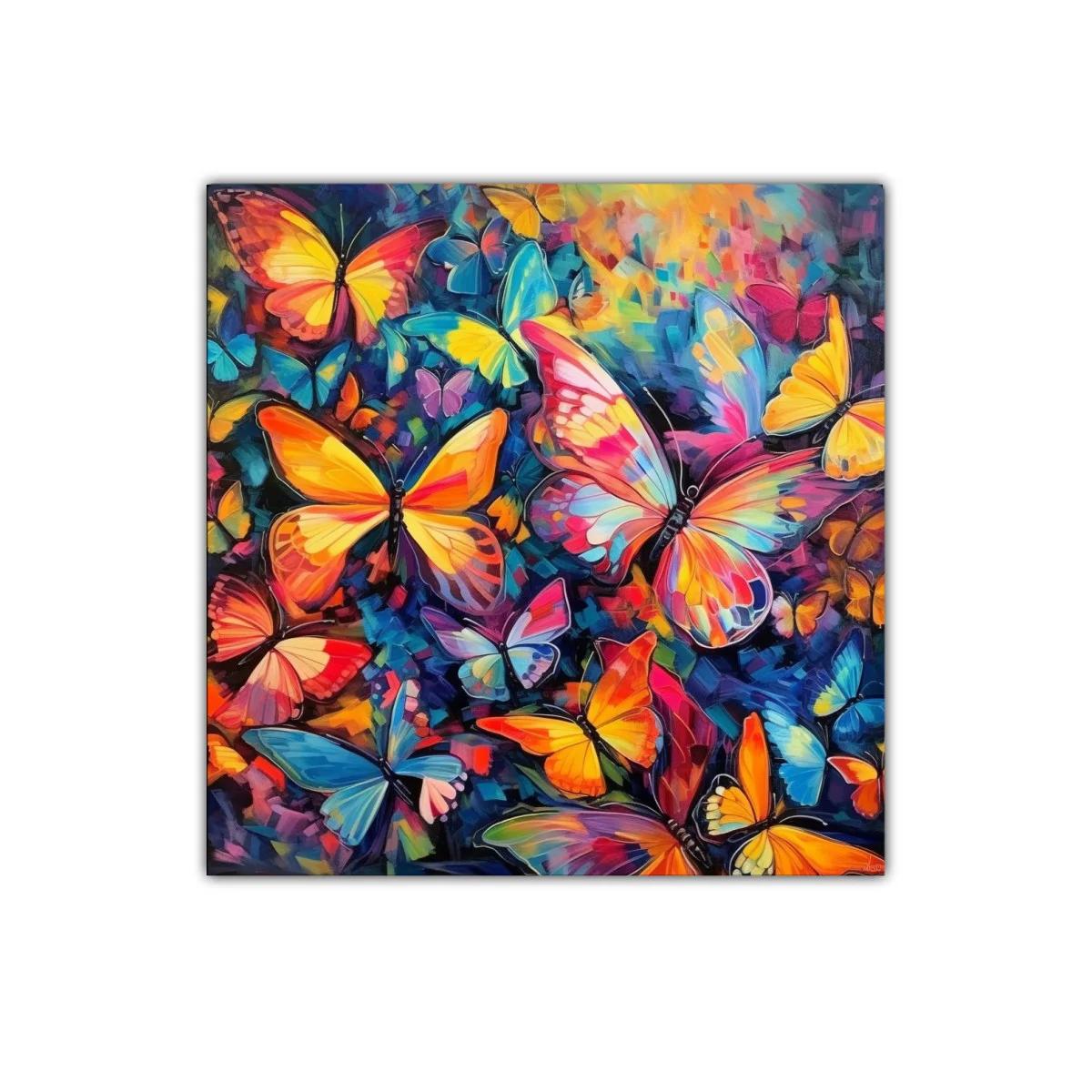 Cuadro con mariposas luminosas en colores vibrantes — imagen principal