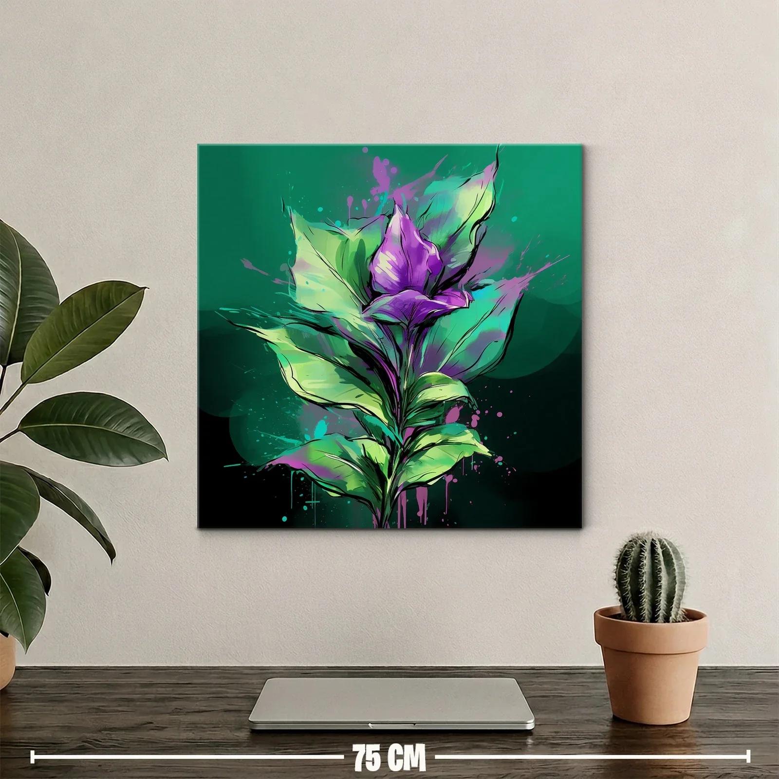 Flores vibrantes en tonos verdes y púrpuras intensos — miniatura 2