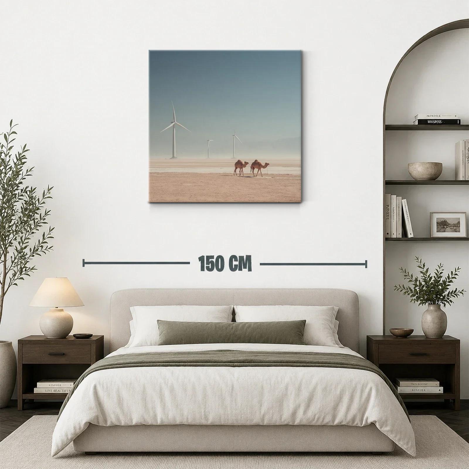 Paisaje Desértico con Camellos y Molinos de Viento — miniatura 3