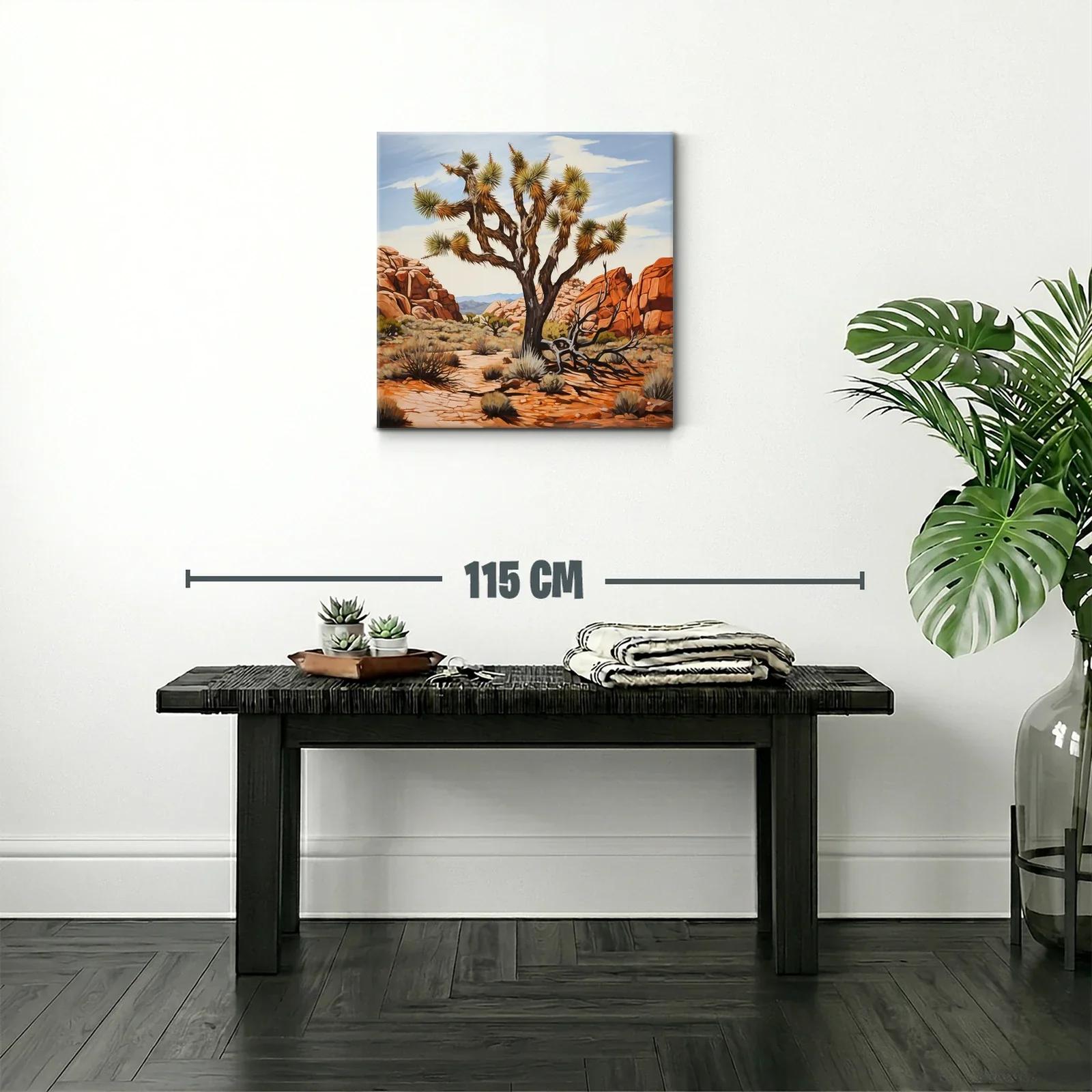 Paisaje árido con árbol solitario y rocas rojizas — miniatura 2