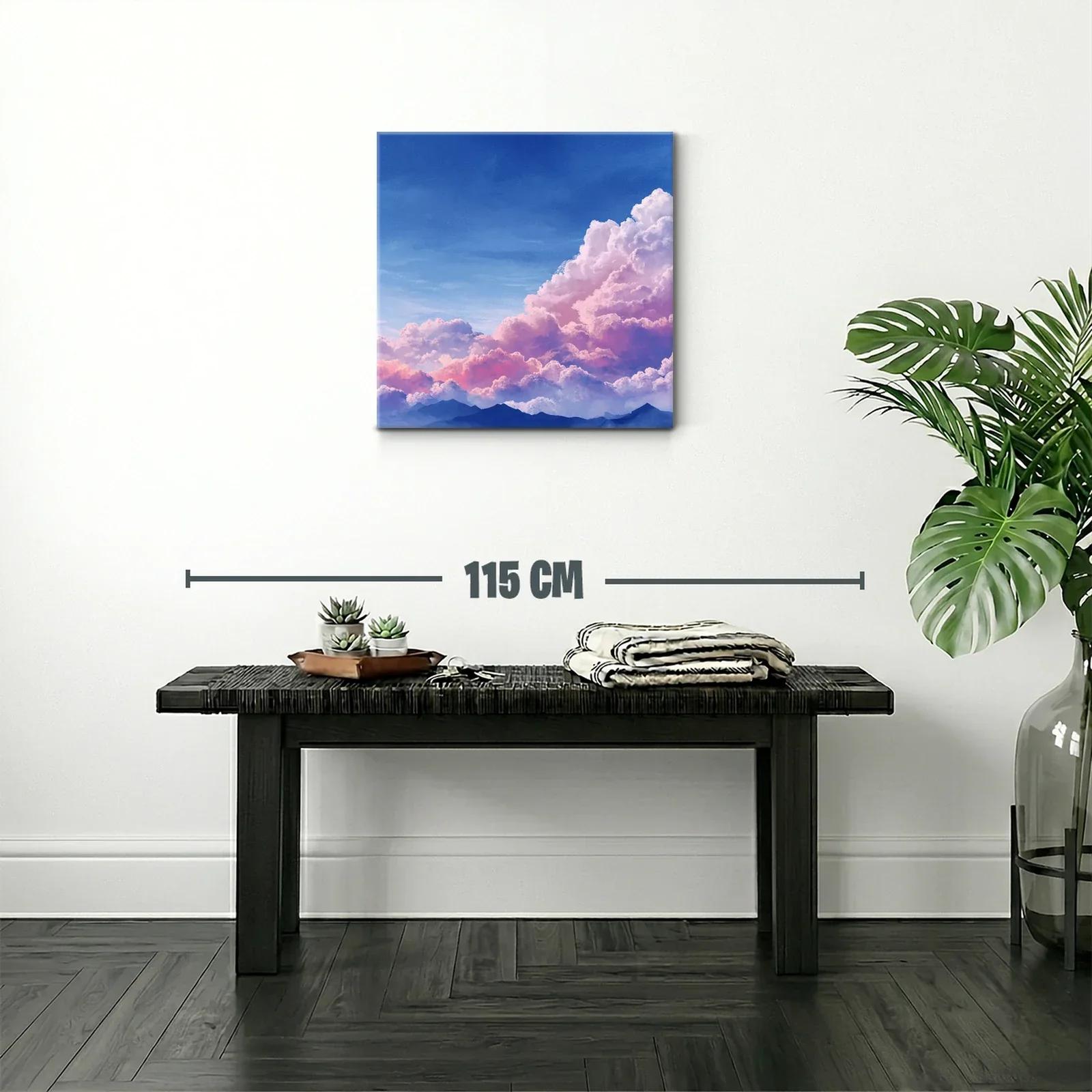 Cielo crepuscular con nubes rosas y montañas azuladas — miniatura 2