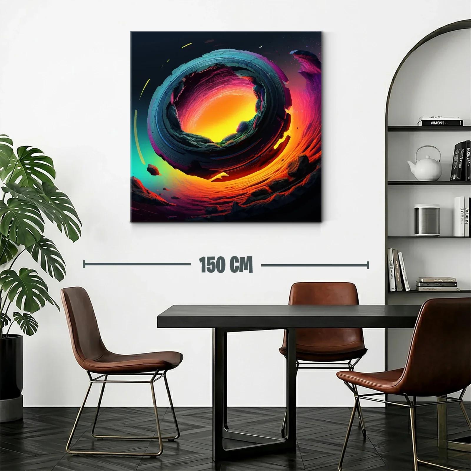 Cuadro abstracto con espiral de fuego y tonos vibrantes — miniatura 2