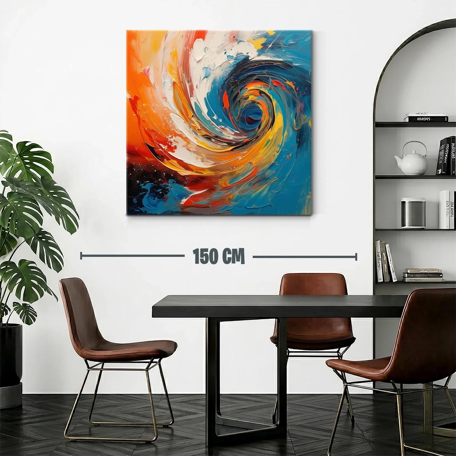 Cuadro abstracto con remolino en tonos vibrantes — miniatura 2