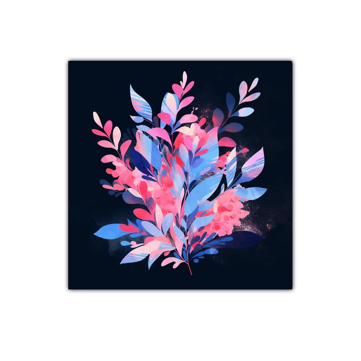 Composición floral vibrante con tonos rosa y azul