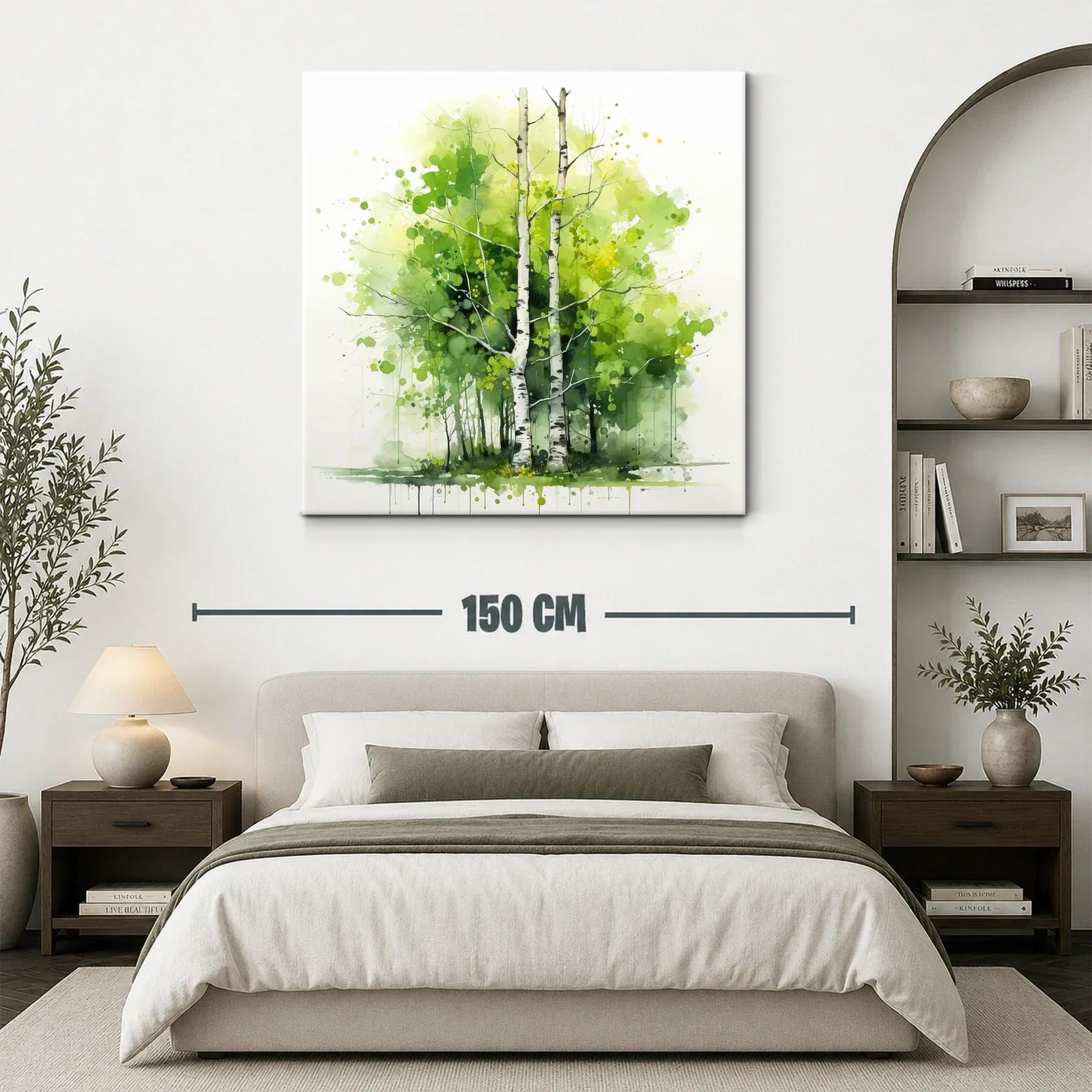 Bosque de abedules en tonos verdes y amarillos — miniatura 3