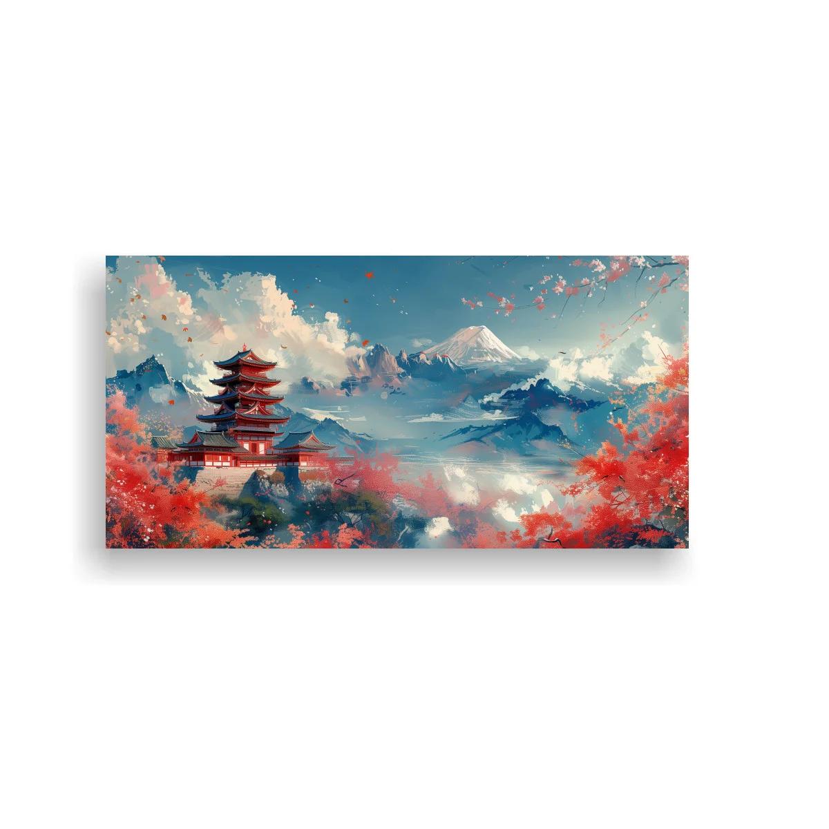Cuadro Monte Fuji con pagoda y cerezos en flor