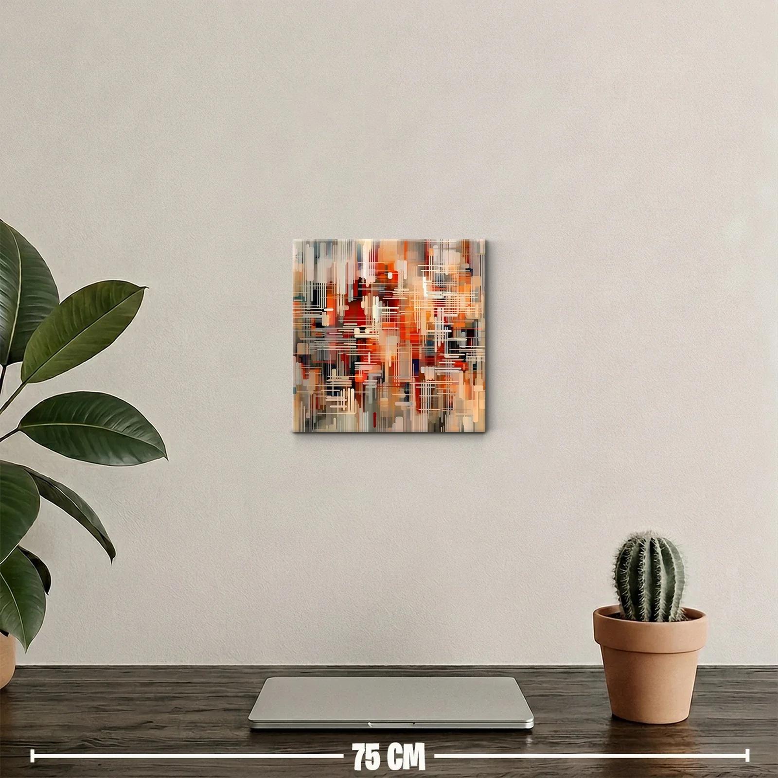 Cuadro decorativo con diseño abstracto lineal en tonos cálidos — miniatura 2