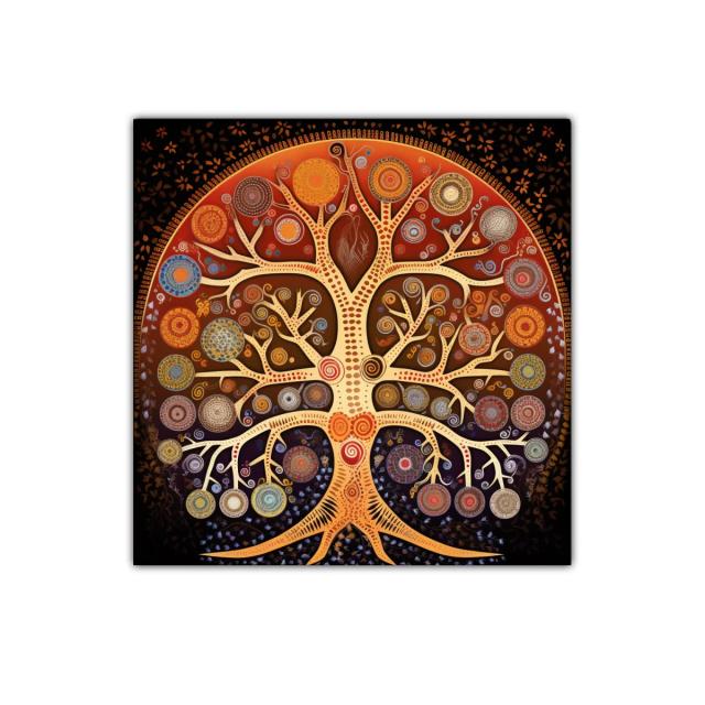 Árbol de la vida vibrante con círculos decorativos coloridos