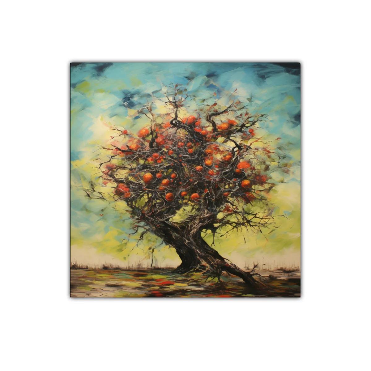 Árbol frutal con vibrantes tonos de naranja y azul — miniatura 1