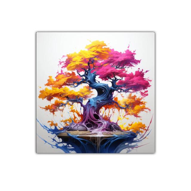 Árbol vibrante de colores intensos para decoración única