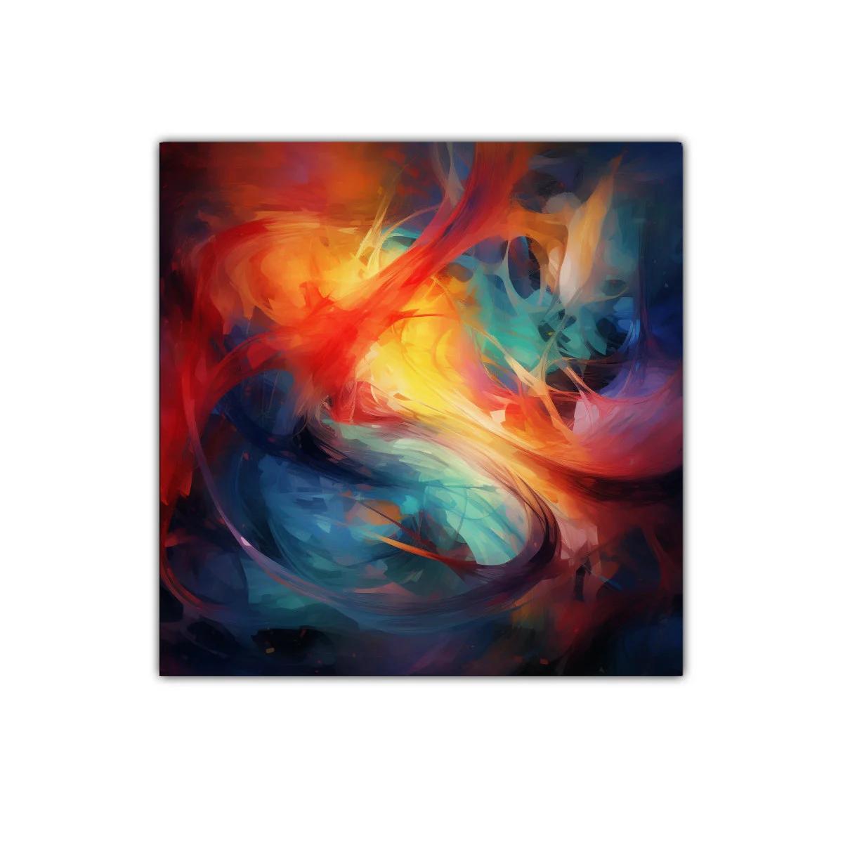 Cuadro abstracto con explosión vibrante de colores intensos
