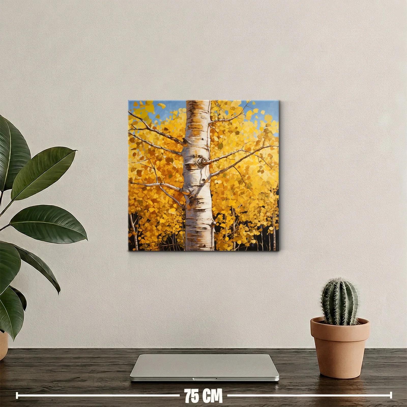 Tronco de abedul con follaje dorado en otoño — miniatura 2