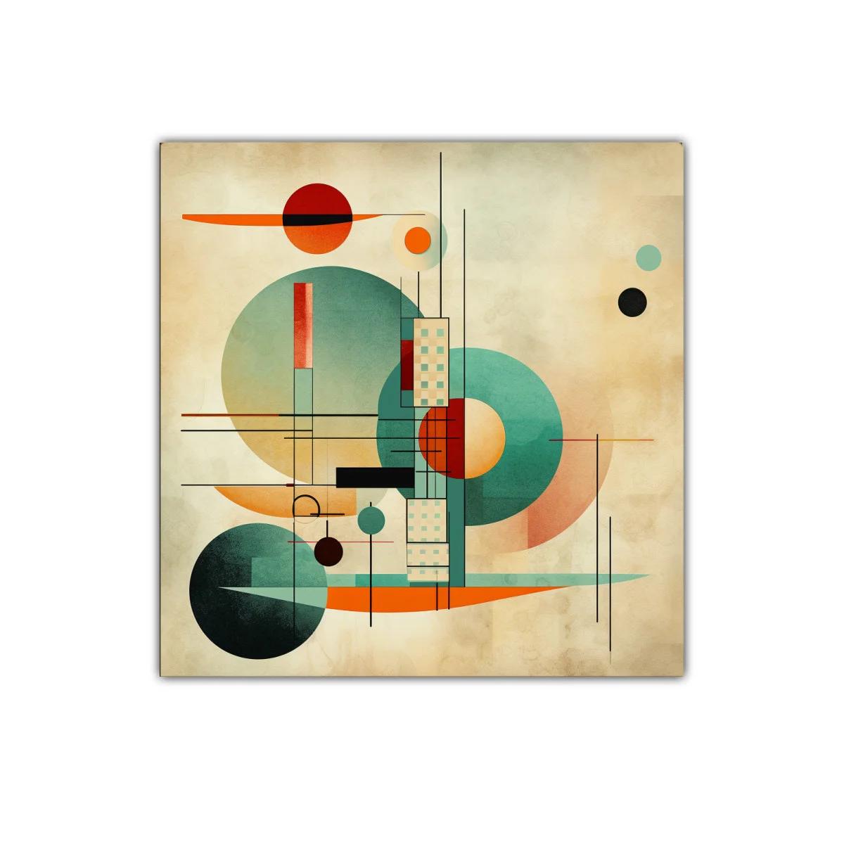 Composición abstracta con formas geométricas y tonos cálidos