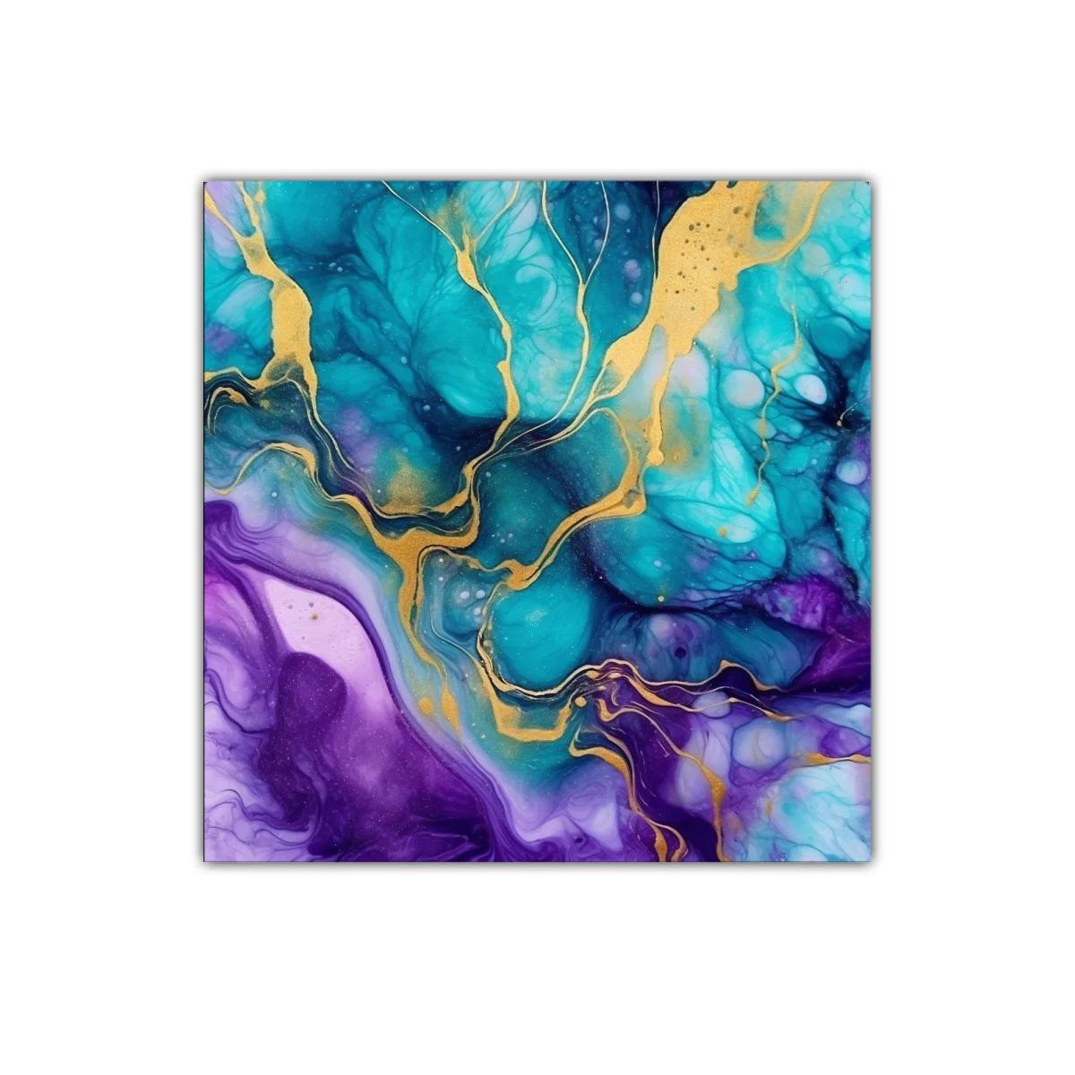 Cuadro decorativo con diseño abstracto en tonos azul y púrpura — imagen principal