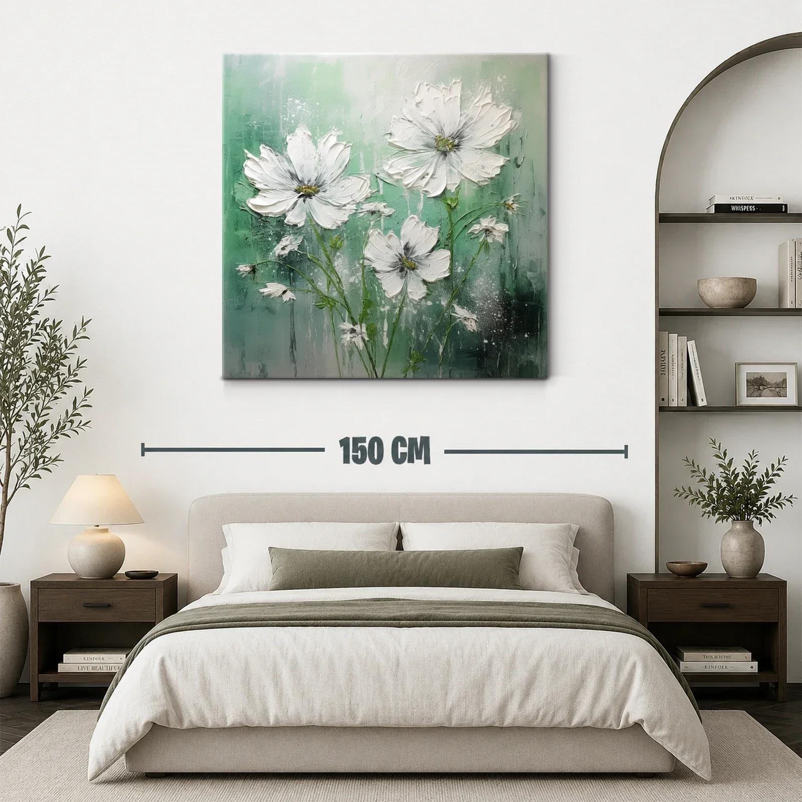 Cuadro floral en tonos verdes y blancos suaves — miniatura 3