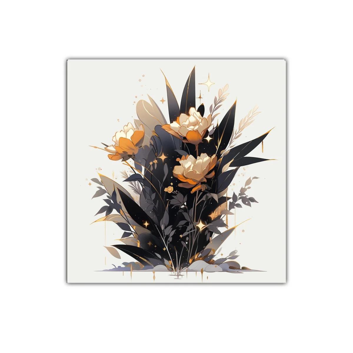 Composición floral elegante con tonos dorados y oscuros — imagen principal