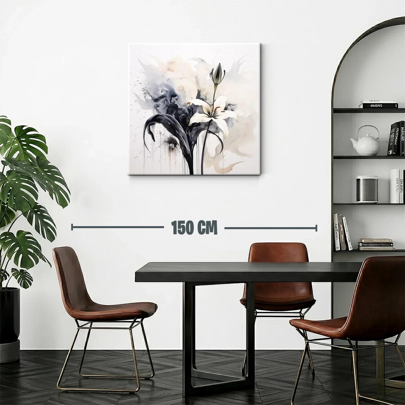 Cuadro floral elegante con lirio blanco y contraste en tonos neutros — miniatura 2