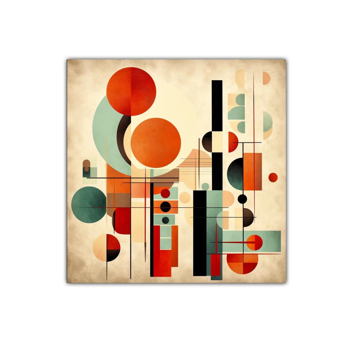 Composición abstracta con formas geométricas en tonos cálidos