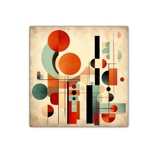 Composición abstracta con formas geométricas en tonos cálidos