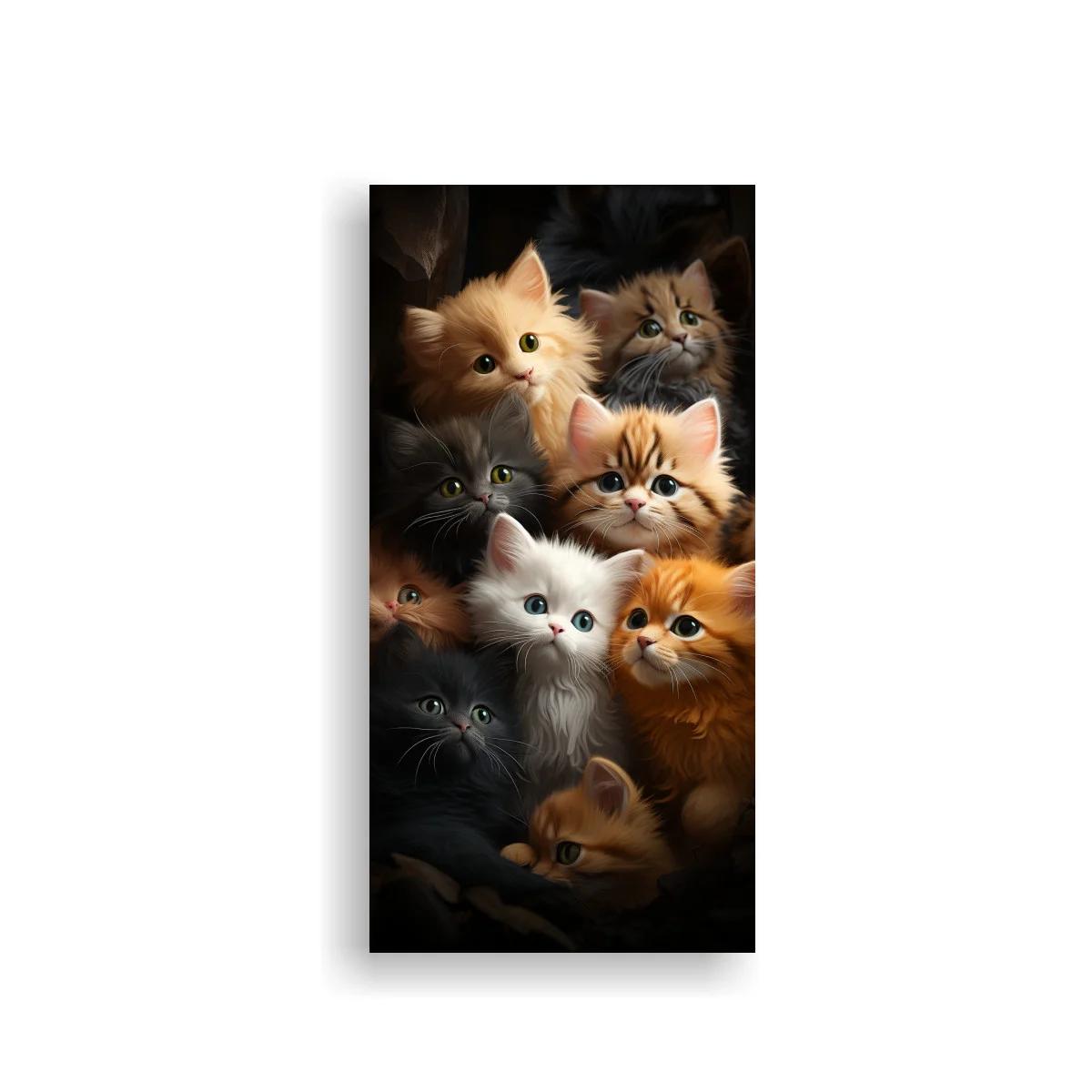 Cuadro grupo de gatitos con ojos brillantes y pelajes variados — imagen principal