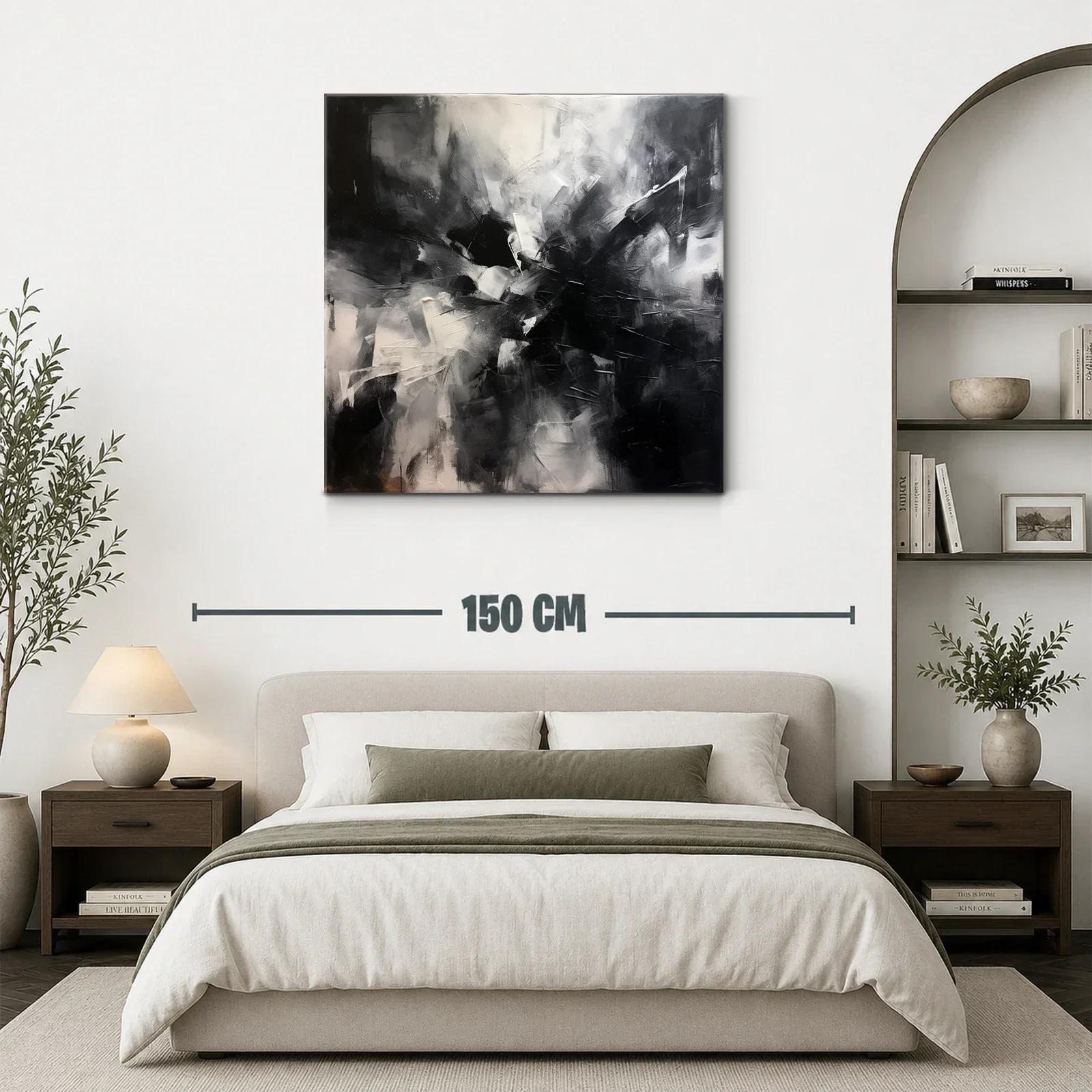 Cuadro abstracto en blanco y negro con impacto visual — miniatura 3