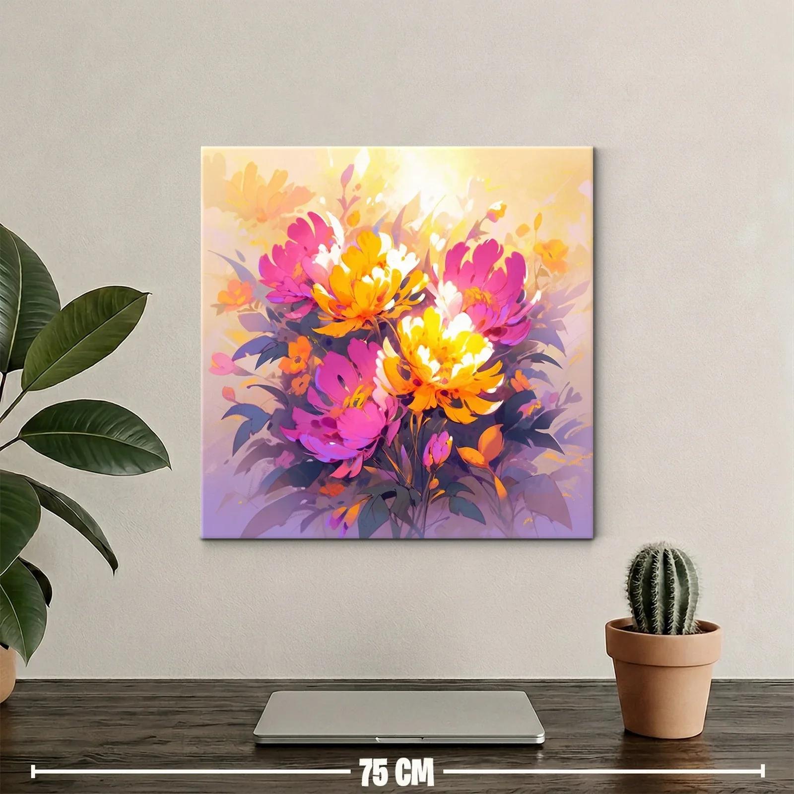 Cuadro con ramo de flores vibrantes en tonos cálidos — miniatura 2