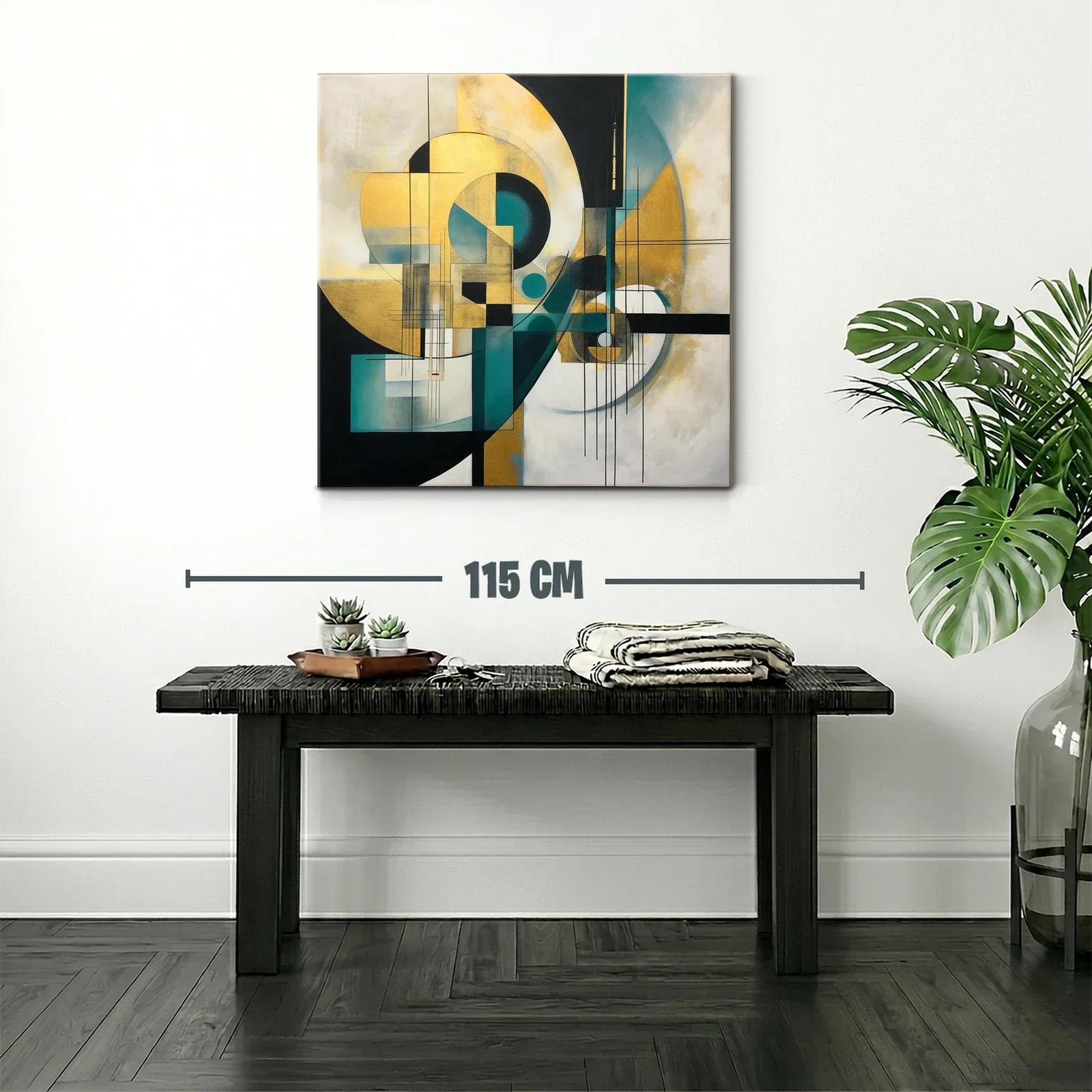 Composición abstracta en tonos oro y turquesa — miniatura 2