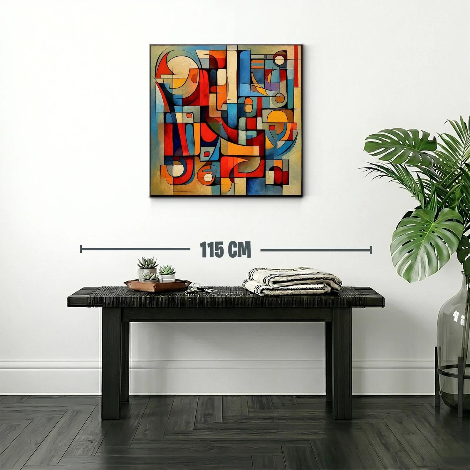 Composición abstracta en tonos cálidos y fríos vibrantes — miniatura 2