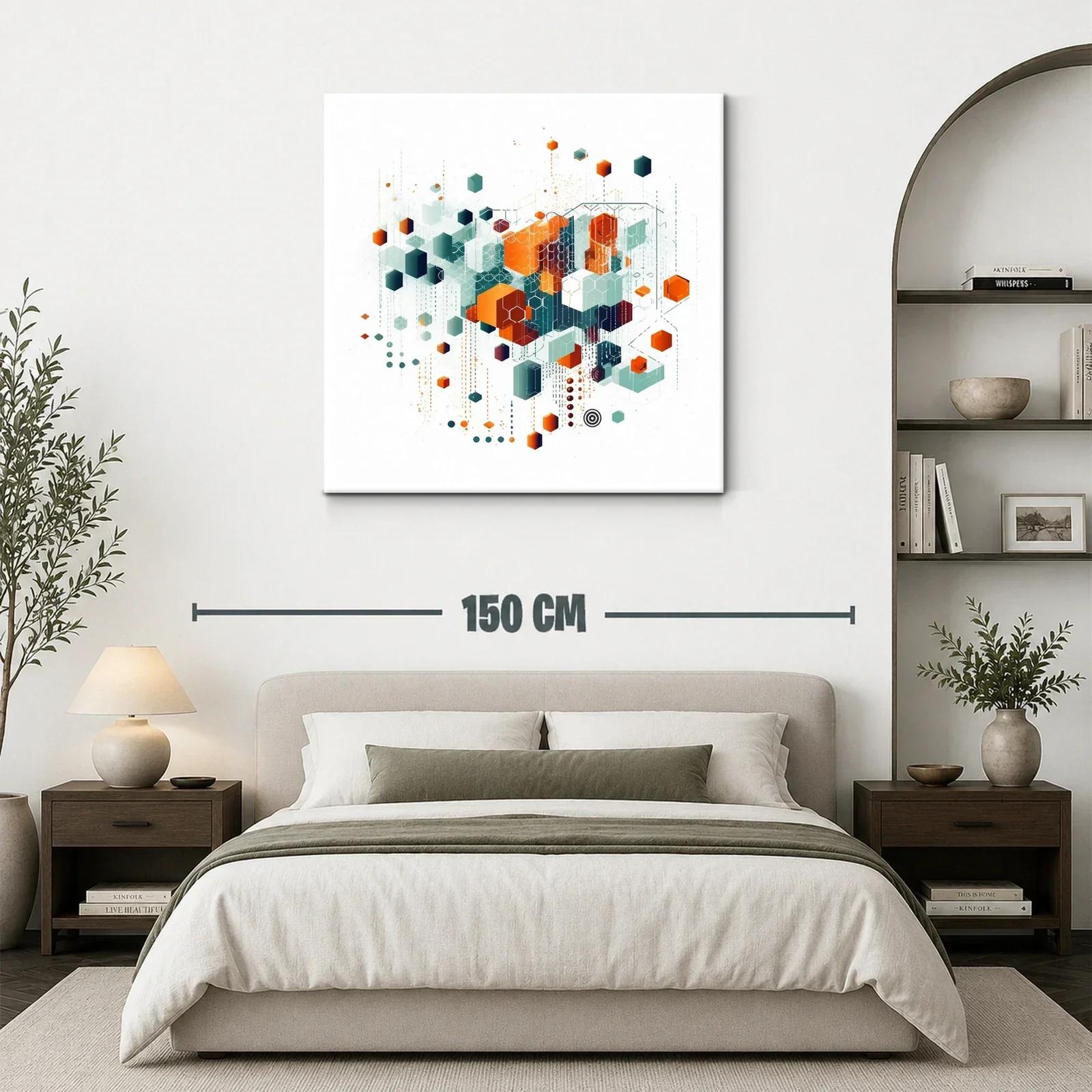 Composición geométrica con hexágonos en tonos naranja y verde — miniatura 3