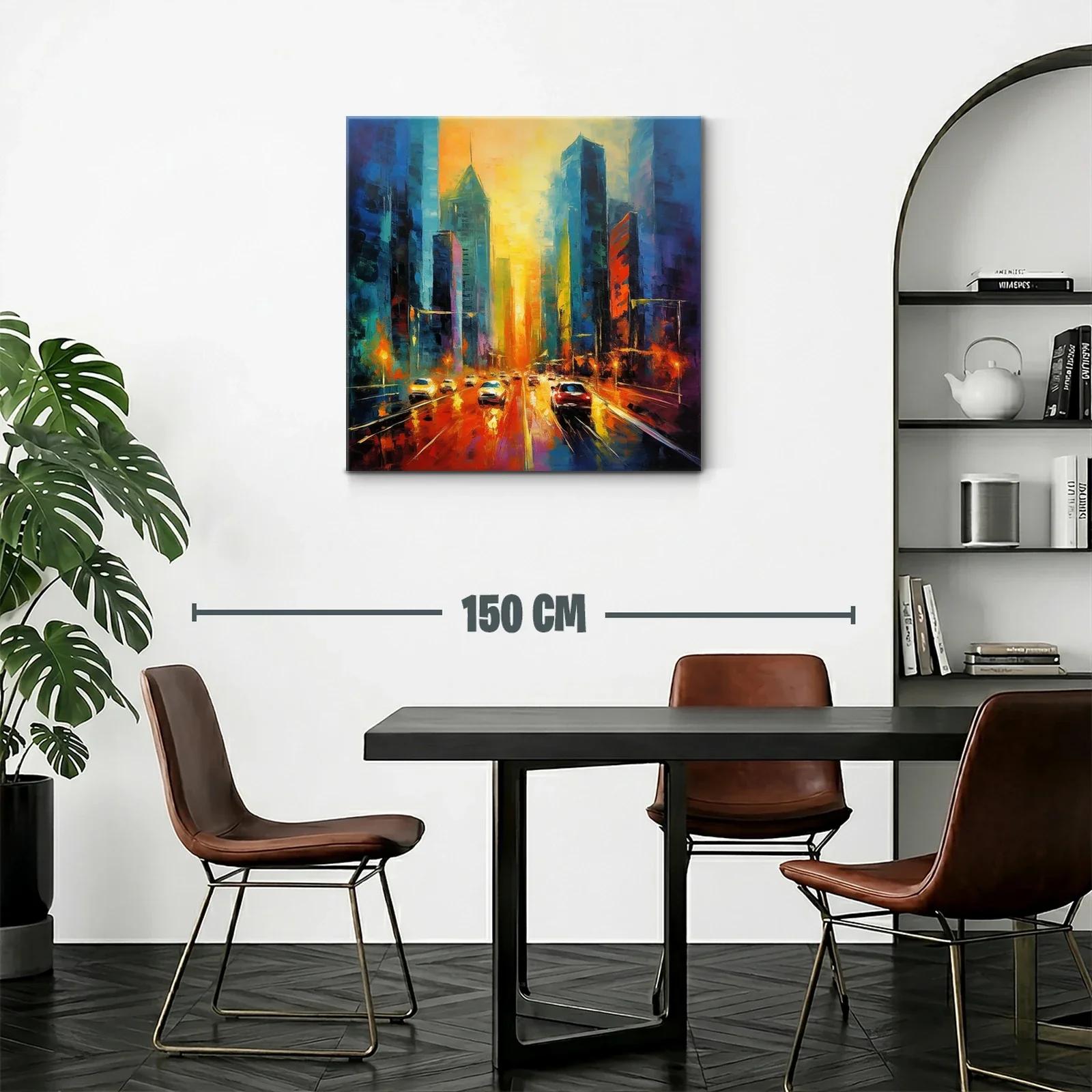 Atardecer vibrante en ciudad urbana con tráfico iluminado — miniatura 2