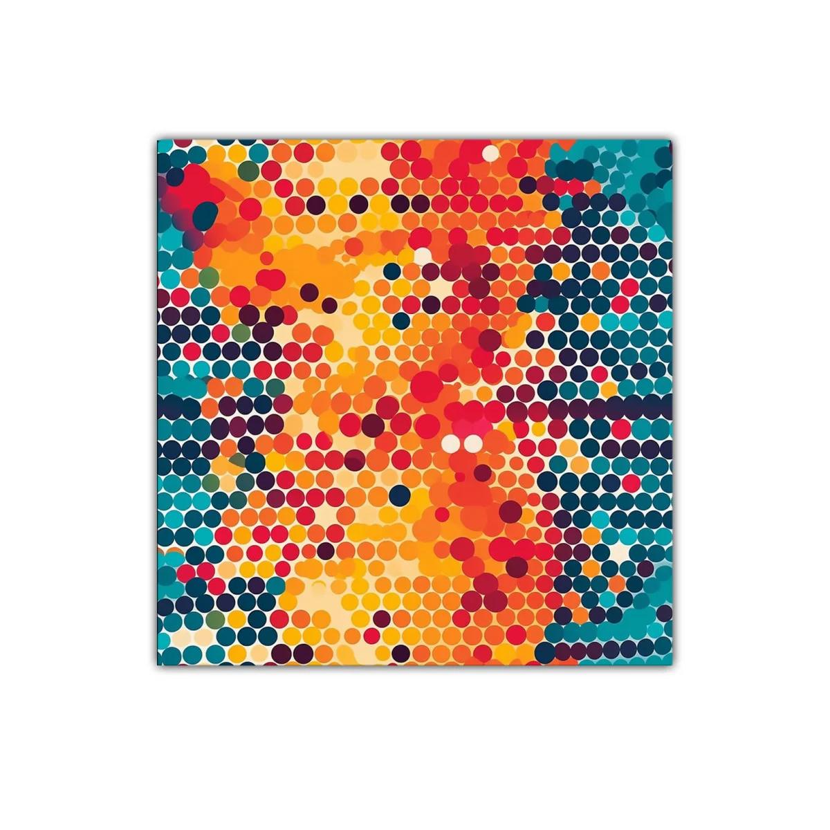 Cuadro geométrico con vibrantes círculos multicolor